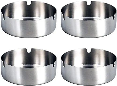 Stücke Edelstahl Aschenbecher 10cm Durchmesser Windschutz Aschenbecher Moderne Tischplatte Aschenbecher Basis für Home Office Innenraum und Draußen 4