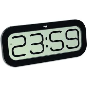 TFA Wanduhr 60.4514.01 Bimbam Funkuhr - Wohnaccessoires mit aktivierbarem Stundensignal, 5 Klänge wählbar, automatische Zeiteinstellung und modernes, digitales Design in Schwarz.