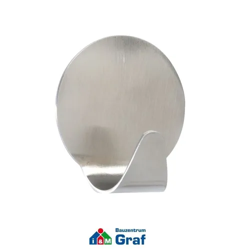 WENKO Rund-Haken mittel Wandhaken Klebehaken, Edelstahl matt, 2er Set /#826298