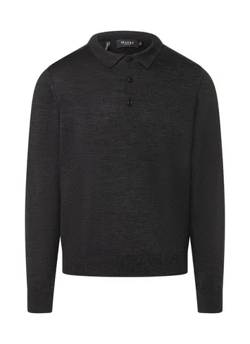 MAERZ München Poloshirt Pullover mit Knopf, 1/1 Arm in Grau - Größe 56 - Herren-Shirt aus 100% Wolle, bietet hohen Tragekomfort und elegante Optik für jede Gelegenheit.