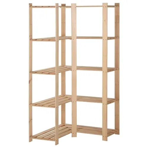 Kiefer Eck Lagerregal 5 Böden - Praktisches Standregal mit 5 Regalböden, perfekt für platzsparende Aufbewahrung in jedem Raum. Ideal für Haushalte, die Ordnung schätzen.