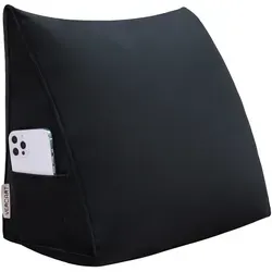 Rückenstützkissen – Schwarzer Veloursimitat-bezug, 140 Cm