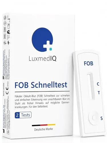 LuxmedIQ FOB Darmkrebs-Test – Schnelltest auf okkultes Blut im Stuhl (2 Stk.)