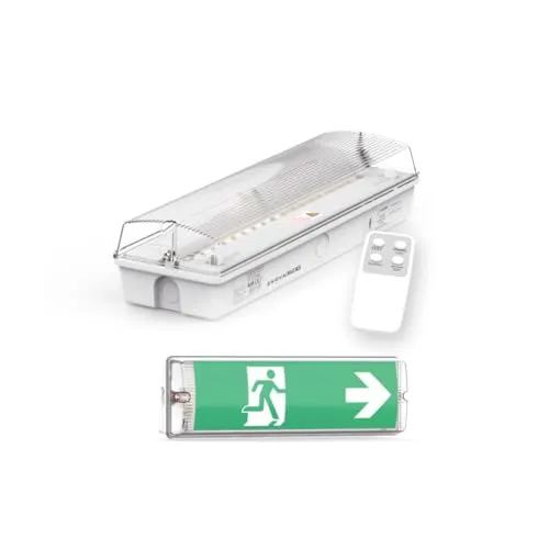 ENOVALITE LED Fluchtwegleuchte | IP65 wasserdicht | Notbeleuchtung mit Notstromakku - Sicherheitsbeleuchtung mit TEST-Funktion und Fernbedienung, bietet bis zu 3 Stunden Licht ohne Strom und ist extrem robust und energiesparend.