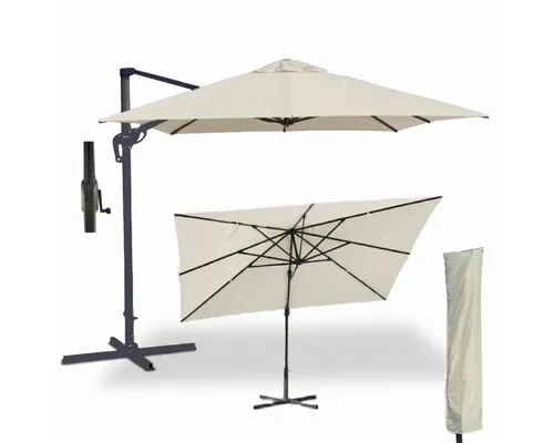 Liadomo Ampelschirm Pineto, Standschirm, Sonnenschirm, Sonnenschutz, mit Sockelkreuz, LxB: 340x270 cm, Schirm-Set, Gartenschirm, Pendelschirm, für Balkon, Terrasse & Garten, inkl. Schutzhülle