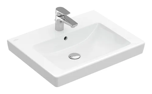 Villeroy & Boch Subway 2.0 Waschbecken - Weiß Alpin mit CeramicPlus - Waschtisch mit 1 Hahnloch, Überlauf und geschliffener Unterseite, pflegeleicht dank CeramicPlus-Beschichtung, ideal für moderne Badezimmer.