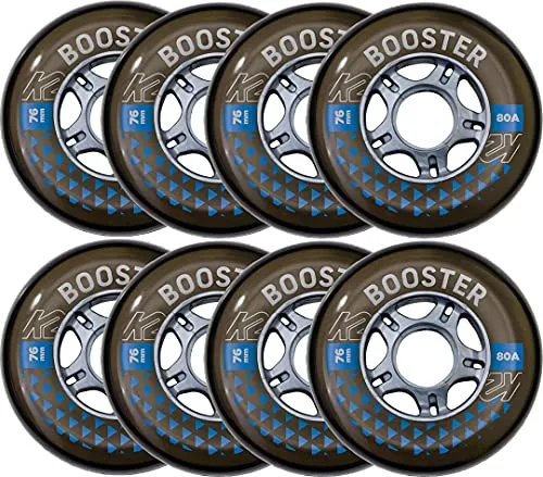 Booster 76MM 80A 8-Wheel Pack W ILQ 5 – Black - Rollen für Inline-Skates, 76mm, 80A Härte, mit hochwertigen ILQ5 Kugellagern für optimale Geschwindigkeit und Kontrolle.