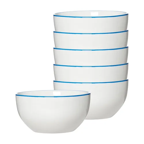Ritzenhoff & Breker Adela Müslischale 6er Set - blau - Schalen & Schüsseln: 6 spülmaschinenfeste Müslischalen aus Porzellan mit elegantem Farbband, perfekt für ein stilvolles Mix & Match.