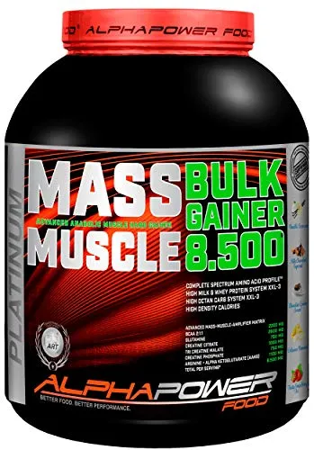 ALPHAPOWER FOOD Maas - Whey, Muscle Weight Gainer I Mega, Muskelmasse & Muskelaufbau - Protein - Eiweiß, Kohlenhydrate – Pulver - Shake für Hardgainer, 2kg Schoko + Creatin, Bcaa, MCT Öl