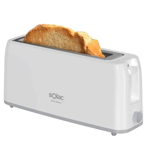 Toaster Solac TL5418 - 800 W, Weiß - Toaster mit 800 W Leistung und praktischer Abbruchfunktion für perfekten Toast. Ideal für jedes Zuhause und einfach zu reinigen mit abnehmbarem Krümelbehälter.