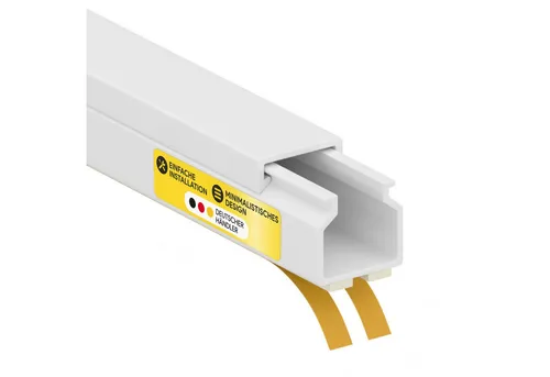 tktrading24 Kabelkanal Kabelleiste aus robustem PVC weiß Selbstklebend 2m - diversen Größen