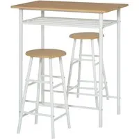HOMCOM Bartisch Set mit 2 Barhockern - Essgruppe im modernen Industrie-Stil mit platzsparendem Design und praktischer Ablagefläche – ideal für gesellige Abende in Küche oder Esszimmer!