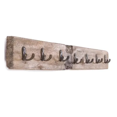 DESIGN DELIGHTS Vintage WANDGARDEROBE CASA - Kleiderhaken aus Recyclingholz, 14 Haken für Jacken und Taschen, handgefertigt mit Vintage Charme, ideal für Flur, Badezimmer oder Küche.
