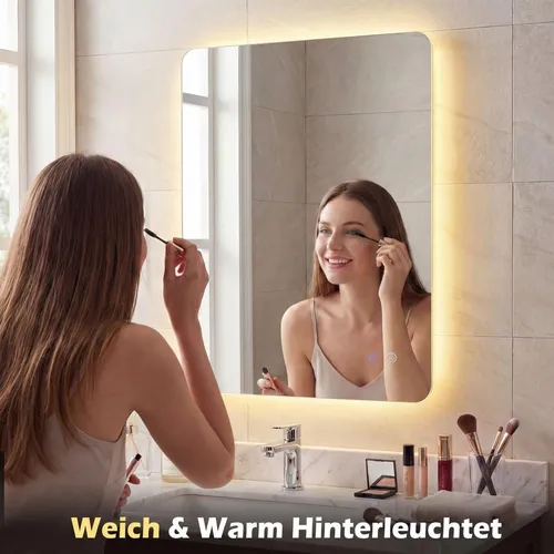 LED-Badezimmerspiegel 80 x 60 cm mit beschlagfreier Funktion