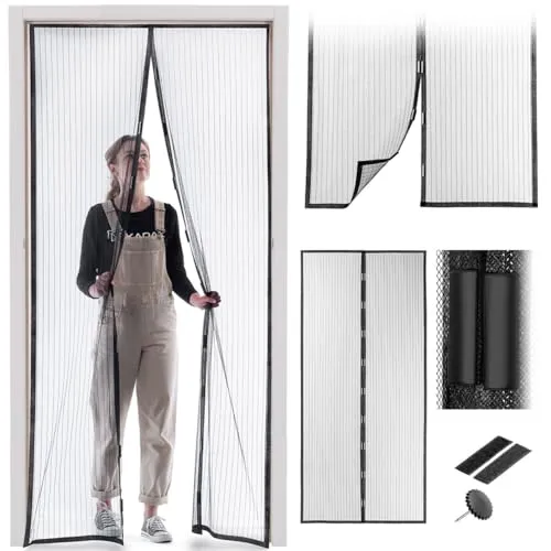 KADAX Magnet Fliegengitter Tür 100x210 cm, Insektenschutz Vorhang mit Magnetverschluss, Fliegenvorhang für Balkontür & Terrassentür, Magnetvorhang für Tür