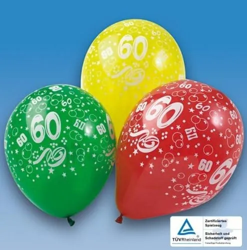 Luftballons für 60. Geburtstag Party Deko Ballons bunt 5 Stück