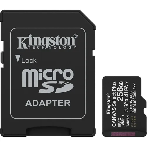 Kingston microSDXC Canvas Select 256GB - Speicherkarten mit erweiterter Kapazität von 256 GB, ideal für die Speicherung von Fotos und Videos in hoher Qualität.
