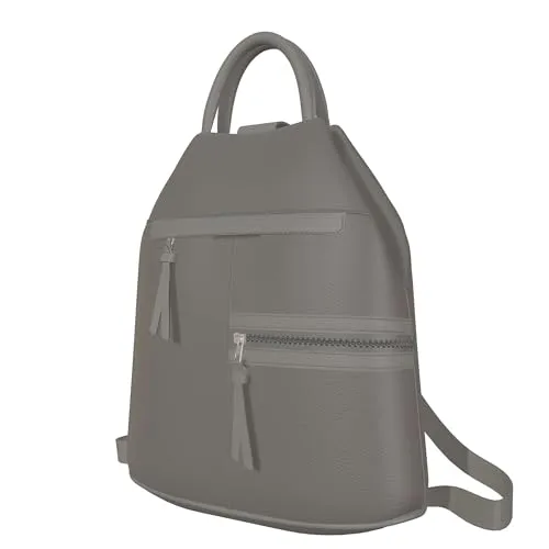 Eleganter Damen Veganer Kunstleder Rucksack 30606 Grau - Stylischer Rucksack aus veganem Kunstleder, ideal für Alltag und besondere Anlässe. Verfügbar in vielen Farben und bietet durchdachte Stauraumoptionen mit verstellbaren Schultergurten für höchsten Tragekomfort.