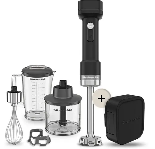 KitchenAid 5KHBRV75BM Kabelloses Stabmixer-Set - Standmixer mit Akku, inklusive Zerkleinerer für maximale Flexibilität und einfache Handhabung in der Küche.