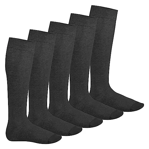 Footstar Herren & Damen Kniestrümpfe (5 Paar), Klassische Strümpfe aus Baumwolle - Everyday! - Anthrazit 43-46