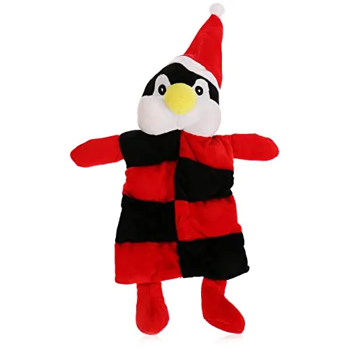 com-four® Hundespielzeug Pinguin - weiches Kauspielzeug - Quietschspielzeug-Puppe aus Plüsch - Heimtierbedarf Beißspielzeug - 9 Quietschstellen (1 Stück - Kleid - Pinguin)