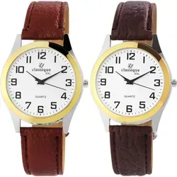 Classique Herrenuhr mit Kunstlederionsarmband - Silber