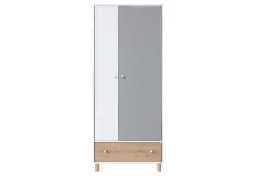 Lomadox Kleiderschrank FAIRFAX-133 80cm breit, in weiß mit Eiche und grau