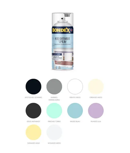 BONDEX Kreidefarbe-Spray für Innen 400 ml - Mystisches Schwarz mit Vintage Effekt - Möbel- & Spezialfarben, ideal für kreative DIY-Projekte mit einem einzigartigen Vintage-Effekt für ein stilvolles Zuhause.