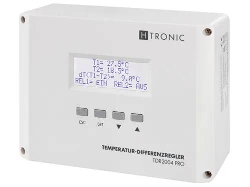 H-Tronic TDR2004 pro Temperaturschalter -99 - 850°C - Temperatur-Differenzregler für Solarthermie-Anlagen, ideal zur umweltfreundlichen Poolheizung und intelligenten Regelung.