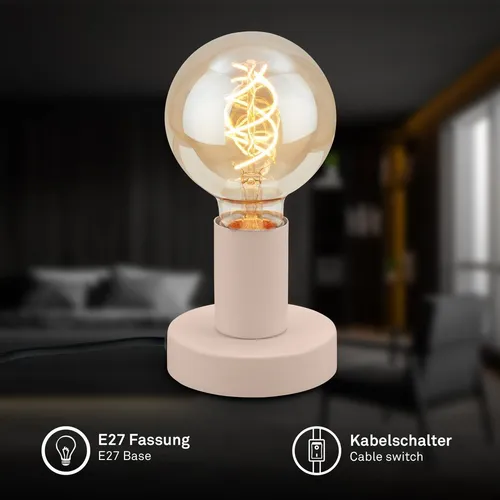 Tischlampe E27 Nachttischlampe Retro Lampe Kabelschalter 10x9 cm Beige