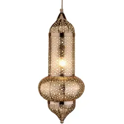 Marrakesch Pendelleuchte Jamini Silber - Handgefertigte Pendelleuchte aus Metall, Ø 20 cm, ideal für ein stilvolles Ambiente in Ihrem Zuhause. Leuchtmittel nicht im Lieferumfang enthalten.