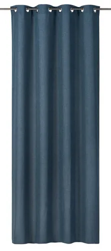 ELBERSDRUCKE Vorhang Ösenschal Lino petrol 255x140 cm - Fertiggardinen in Uni blickdicht, mit Leinenstruktur und pflegeleichtem Stoff für eine moderne Landhaus-Atmosphäre. Einfach und schnell aufzuhängen!