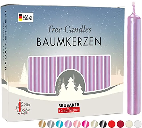 BRUBAKER 200er Pack Baumkerzen Wachs in pink von BRUBAKER