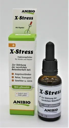Anibio X-Stress – Nahrungsergänzung für Hunde und Katzen - Vitamine & Zusätze zur Stresslinderung bei Tieren, mit Passionsblume für entspannte Reisen und weniger Angst, ideal für alle Hundegrößen und -alter.