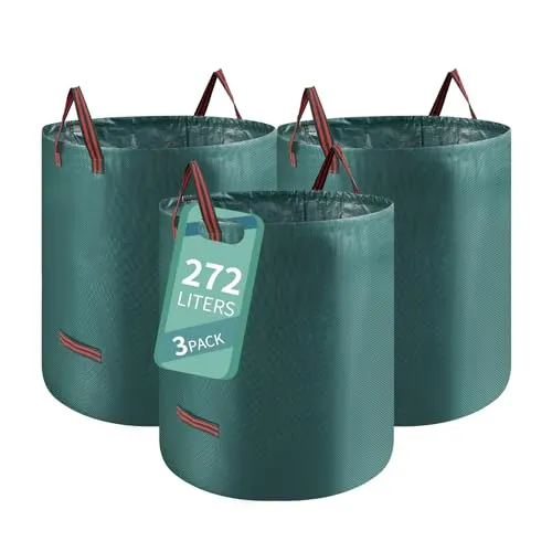Ordeluxe 3X272L Gartenabfallsack,Gartensack mit Handgriffen,leicht transportierbar,Laubsäcke Große,faltbar und leicht zu verstauen.Selbststehend/Gartenabfallsack Stabil bis 50kg,ideal für Gartenabfall