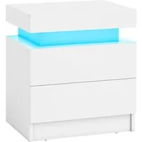 Costway Nachttisch LED mit 2 Schubladen 45 x 35 x 52cm Weiß