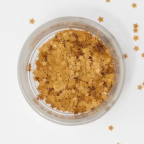 PME Essbare Glitzer-Sternstreusel Gold | Funkelnde Backdekoration für Kuchen, Cupcakes, Donuts, Desserts & Eis (1g / 0,03 oz)