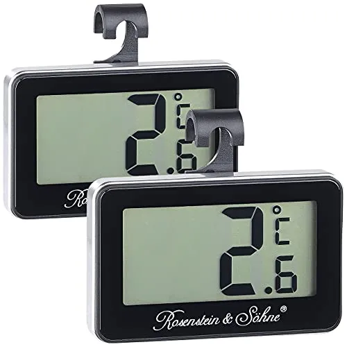 Rosenstein & Söhne Digitales Thermometer: Digitales Gefrier- & Kühlschrankthermometer, 2er-Set (Autothermometer, Tiefkühlschrank-Thermometer, Kfz)