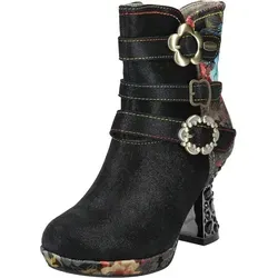 Laura Vita Damen Stiefelette Schwarz, Größe 37 - Einzigartiges Design - Wanderschuhe mit dekorativen Schnallen und komfortablem Reißverschluss für mühelosen Einstieg. Ideal für stilbewusste Damen.