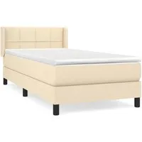 vidaXL Boxspringbett mit Matratze Creme 90x200 cm - Betten für erholsamen Schlaf: Hochwertiges Boxspringbett mit höhenverstellbarem Kopfteil und mittlerer Unterstützung für optimalen Komfort.