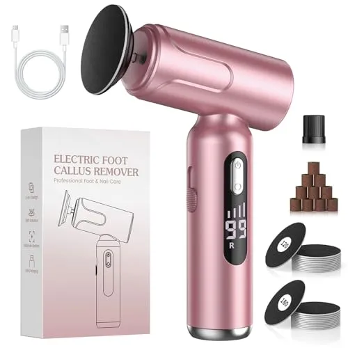 Hornhautentferner Elektrisch, 2-IN-1 Hornhaut Entfernen Fuß Wiederaufladbarer Einstellbar mit Austauschbaren Fußfeilen für Fersen Hornhaut Abgestorbener