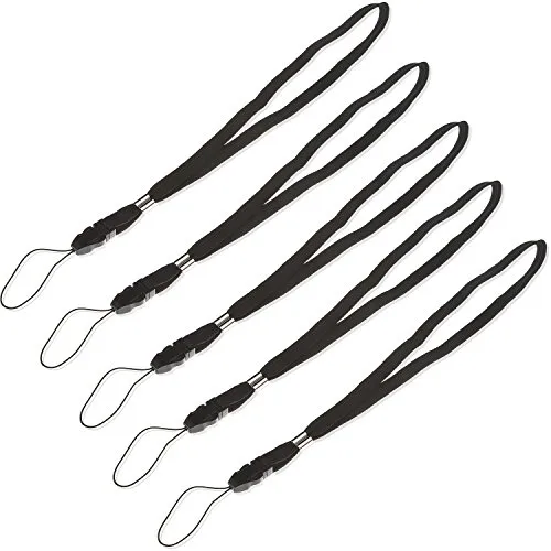 POPPSTAR 5x Handgelenk Trageband schwarz, Handschlaufe für Kamera, Digitalkamera, Handy, Smartphone, Handyhülle, Flip Case, USB Stick, MP3 Player, ActionCam uvm.