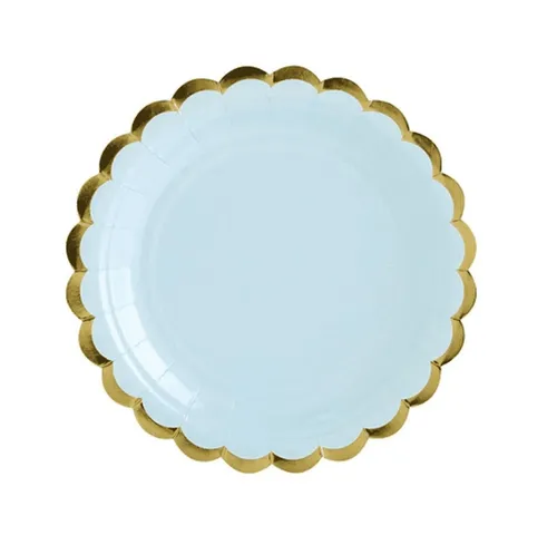 Partystrolche Pappteller Teller pastell hellblau, Folienbeschichtet, 17,8 cm