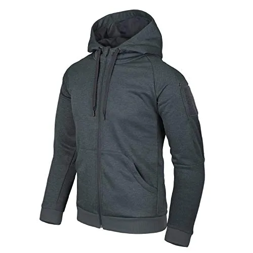 Helikon-Tex URBAN Tactical Hoodie Fullzip - Melange Black-Grey, L - Funktionsjacken mit verstellbarer Kapuze und YKK Reißverschluss für optimalen Komfort, ideal für Outdoor-Aktivitäten oder den urbanen Alltag.