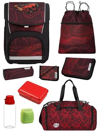 McNeill Schulranzen Basic Set DRAGON Drache, Rot