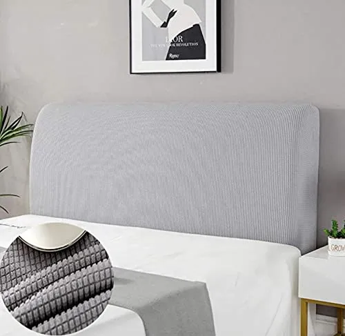 APTBJKUiU Bettkopfteil Hussen Kopfteilbezug Staubdicht Verdicken Dehnbar Bett Kopfteil Staubdicht Abdeckung 360° Rundum-Paket Für Schlafzimmerdekoration Dekor hellgrau 180cm(71