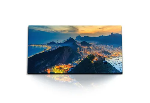 Sinus Art Leinwandbild Kunstdruck Bilder 120x60cm Rio de Janeiro Bucht Sonnenuntergang Brasil, (1 St)