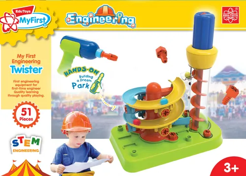 EDU-Toys MINT Kugelbahn Bausatz mit Hebeschraube - Fördert die MINT-Kompetenzen von Kleinkindern ab 3 Jahren. Der Bausatz bietet kreativen Spielspaß und unterstützt die motorischen Fähigkeiten. Ideal für kleine Entdecker!