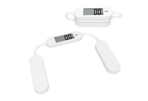 ADE Faltbare Reisewaage - Digitale Personenwaage mit 180 kg Tragkraft, faltbar und ideal für unterwegs. Präzise Messung in 100-g-Schritten und großes LCD-Display für klare Ablesbarkeit.