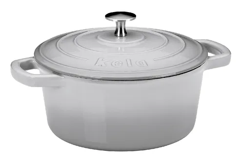 kela Gusseisen Bräter CALIDO 2,5L - Pfannen: Hochwertiger emaillierter Gusseisen Bräter, ideal für gleichmäßiges Garen und Brotbacken, für alle Herdarten geeignet und energieeffizient.